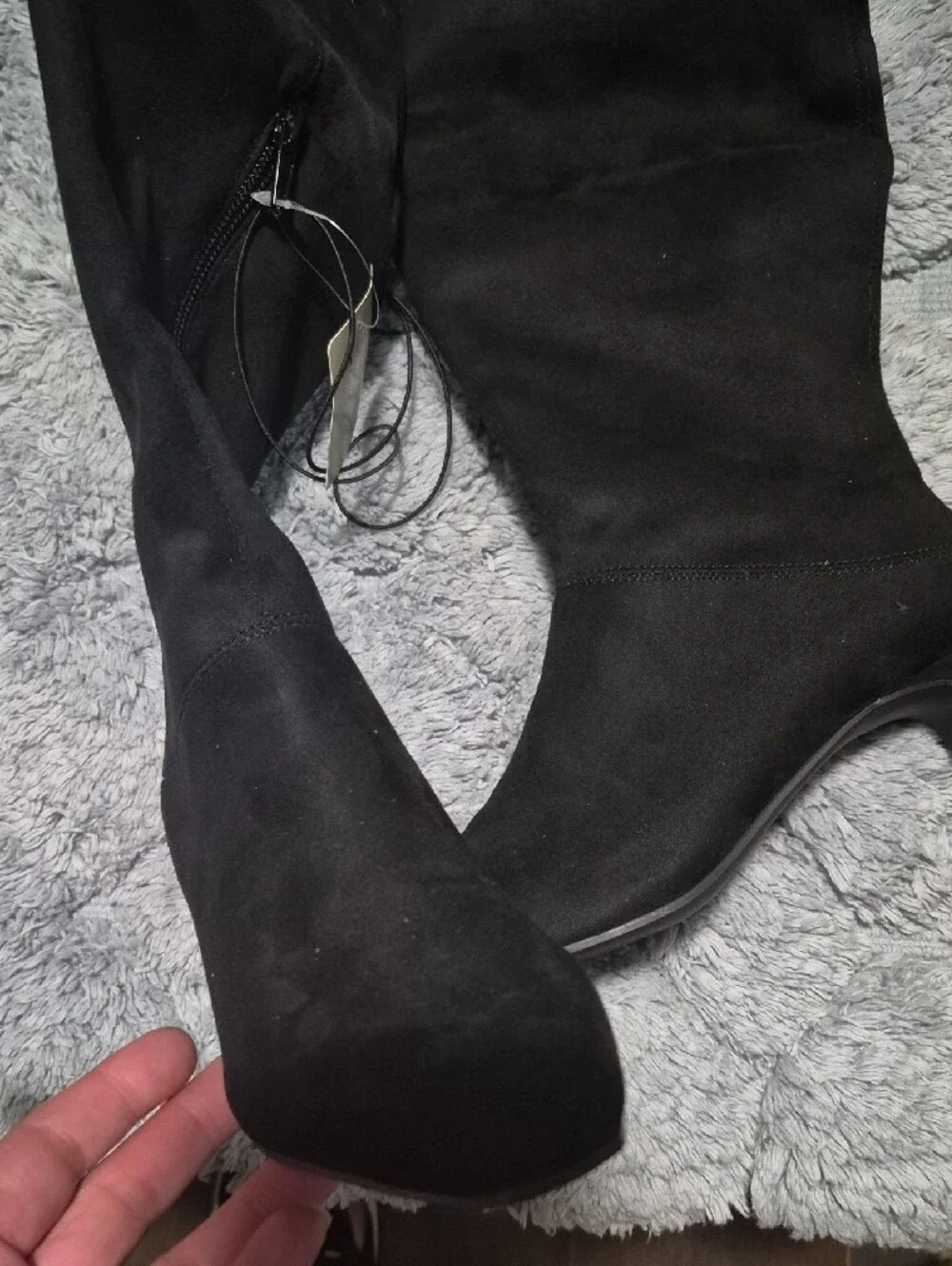 Worthington Black Over-the-Knee Faux Suede Boots with Kitten Heel